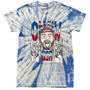 Colortone Tie Dye Graphic T-Shirt Sz S Patriotic USA Rock Hand Sign Festival Tee